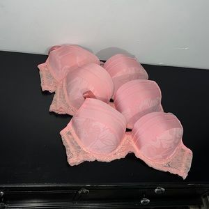 32C 34C 36C Blush Pink TShirt Bra Lined Underwire Lace Band